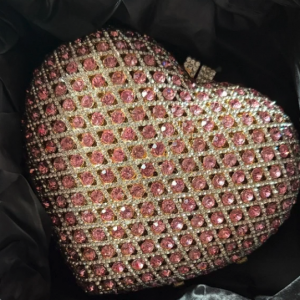 Hand Placed Crystal and Pink Jewel Handbag Clutch