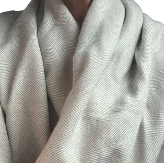 Cost Plus World Market Cream Herringbone Shawl