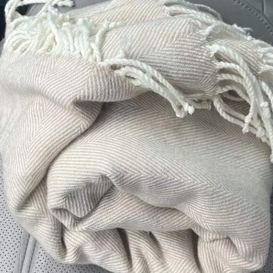 Cost Plus World Market Cream Herringbone Shawl - Image 2