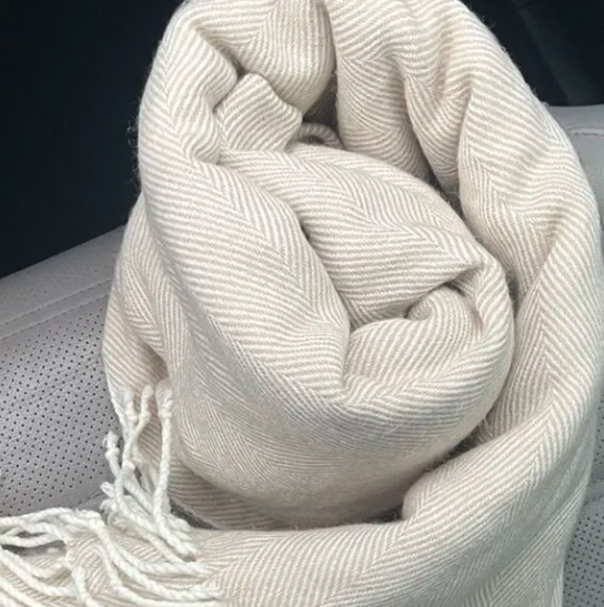 Cost Plus World Market Cream Herringbone Shawl - Image 3