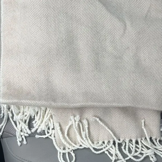 Cost Plus World Market Cream Herringbone Shawl - Image 5