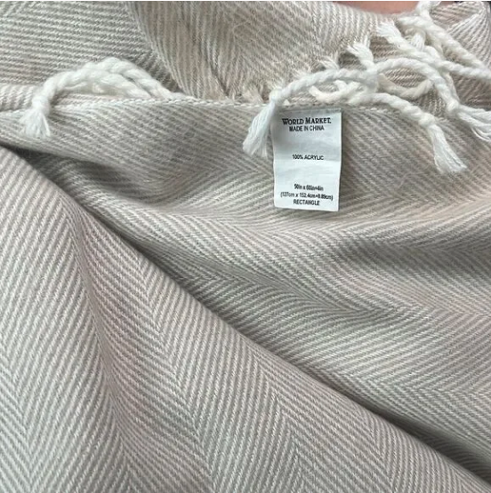 Cost Plus World Market Cream Herringbone Shawl - Image 6