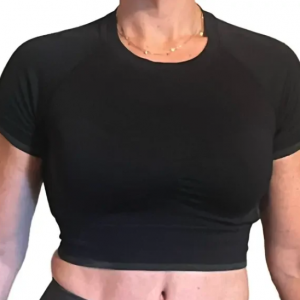 Abercrombie & Fitch Black Short Sleeve Athletic Crop Top