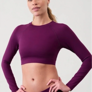 Athleta Crosstrain Ultra Crop Top Purple Long Sleeve